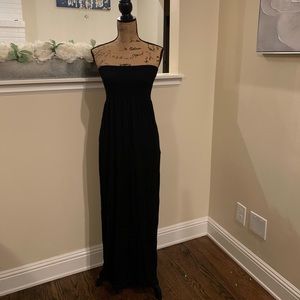 Black summer strapless tube maxi dress